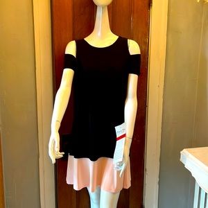 Flared/swing black blush dress off shoulder